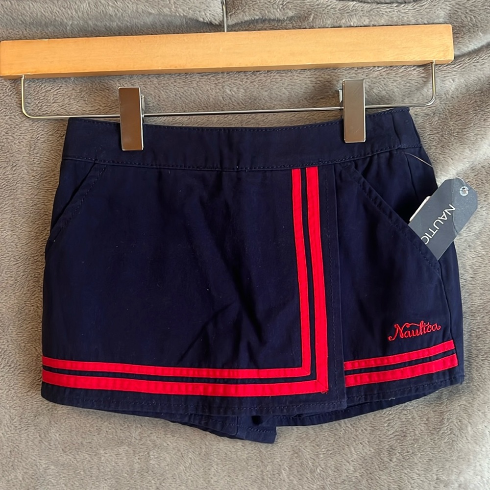 NWT Nautica Big Girls Skort in Navy and Red Sz 6X